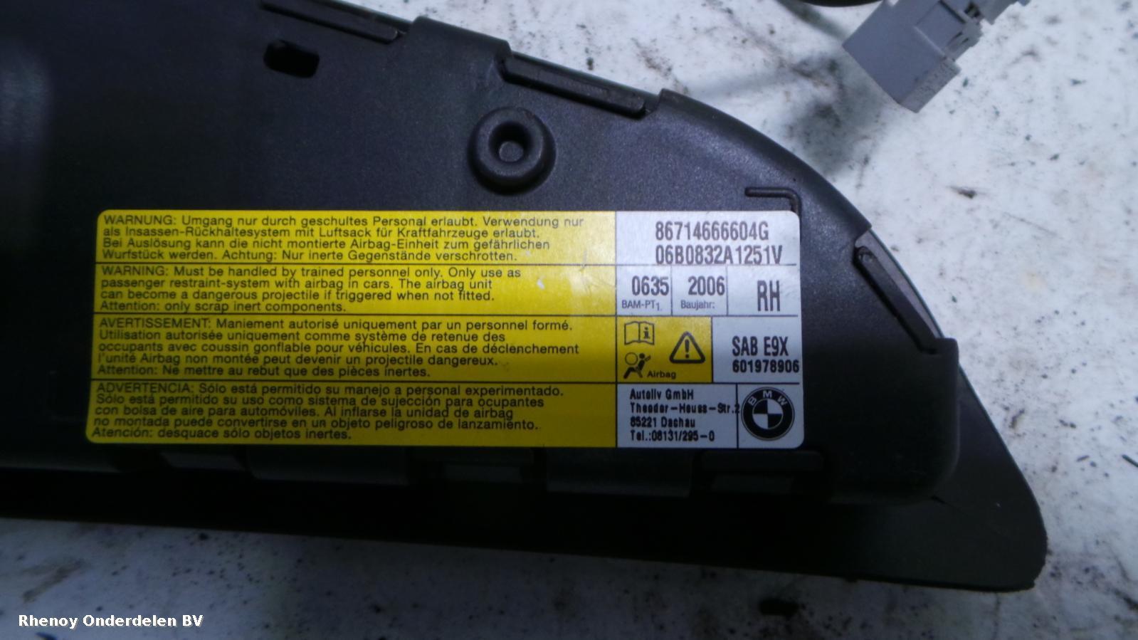 2006 BMW 3 SERIES AIRBAG RECHTS View Auto part AIRBAG RECHTS BMW 3 SERIES 2006