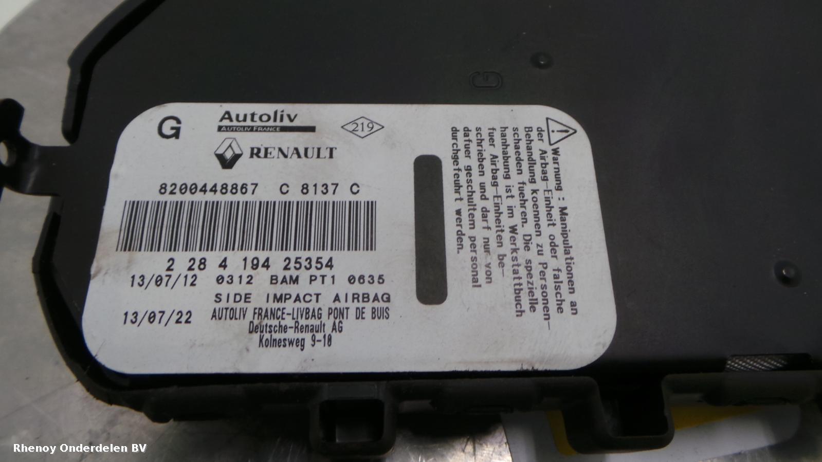2012 RENAULT KANGOO AIRBAG LINKS View Auto part AIRBAG LINKS RENAULT KANGOO 2012