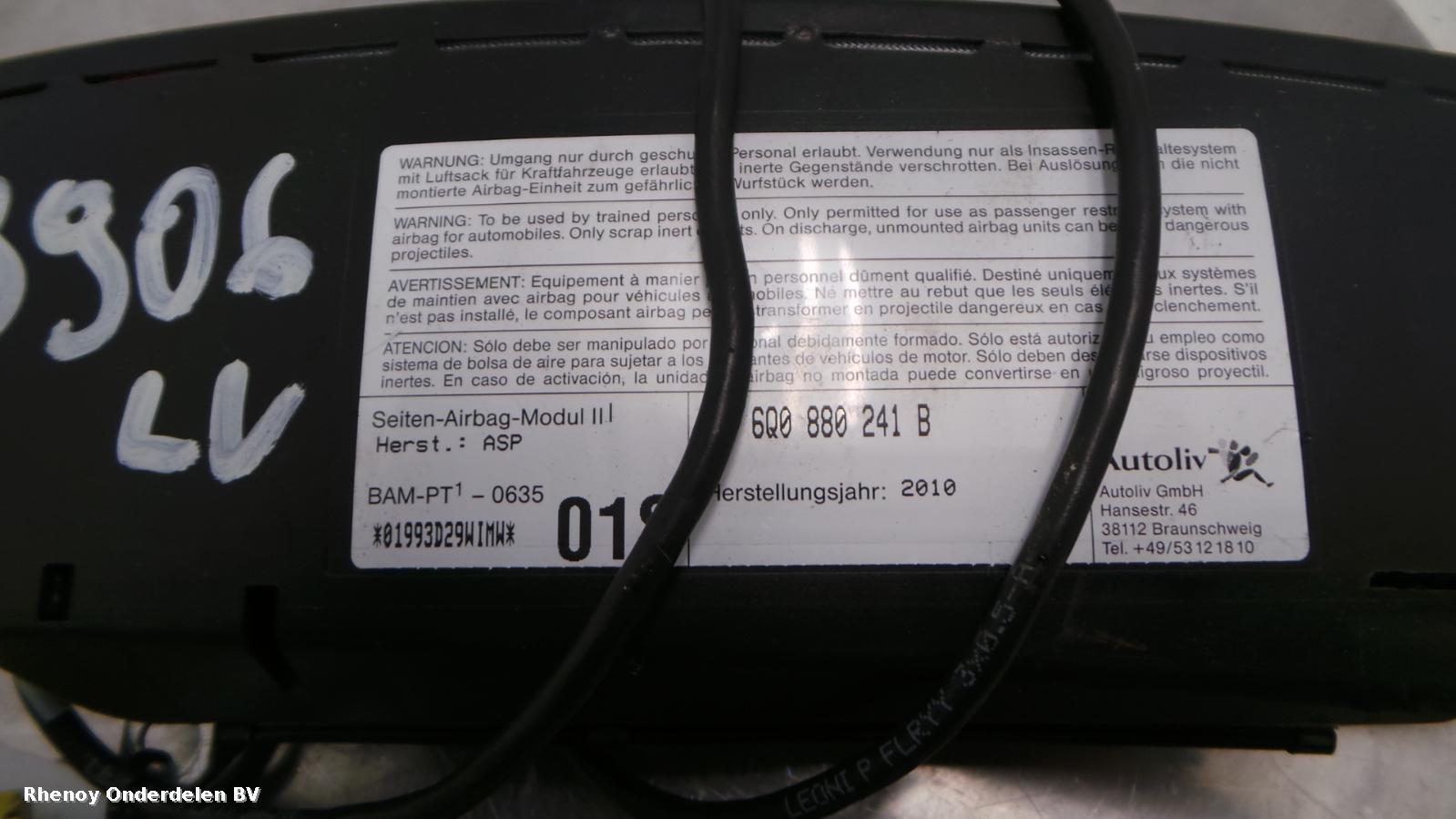 2011 VOLKSWAGEN POLO AIRBAG LINKS View Auto part AIRBAG LINKS VOLKSWAGEN POLO 2011