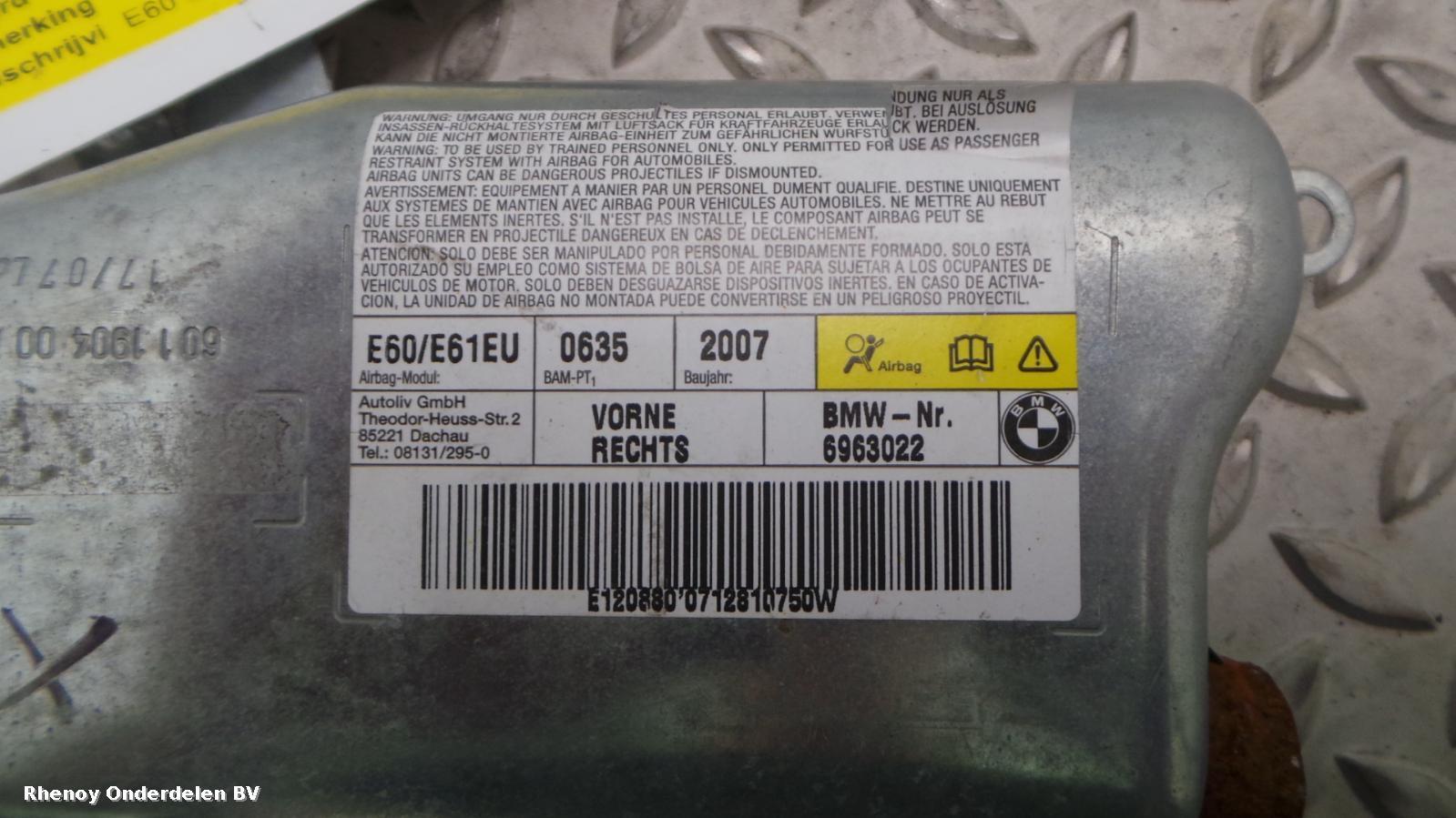 View Auto part AIRBAG RECHTS BMW 5 SERIES 2007