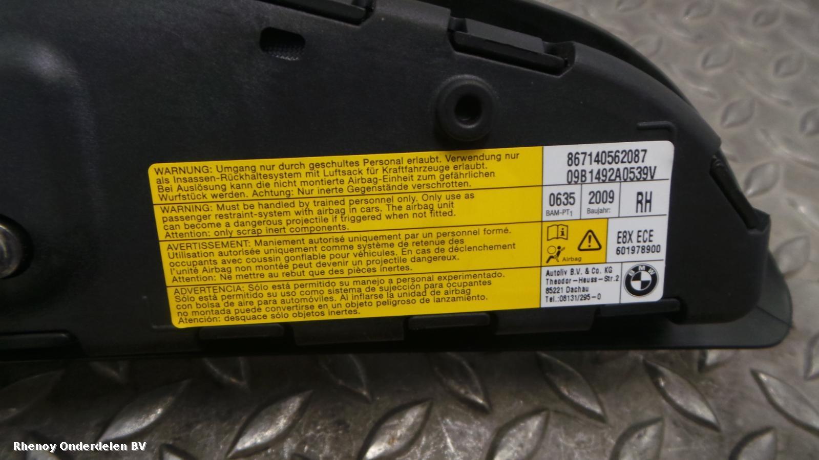 2009 BMW 1 SERIES R Air Bag View Auto part R Air Bag BMW 1 SERIES 2009