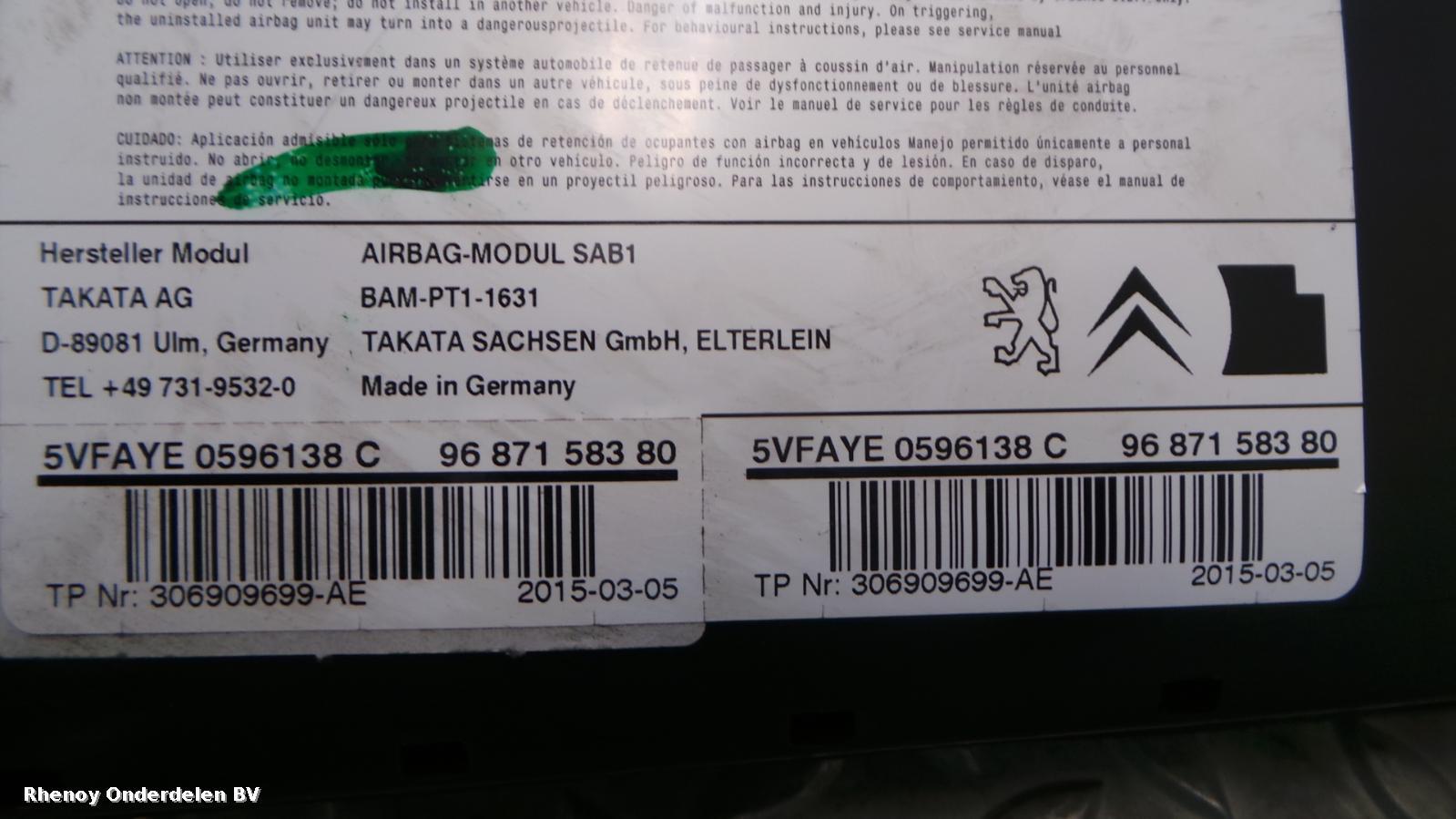 Bekijk Auto-onderdeel AIRBAG LINKS CITROEN DS4 2015