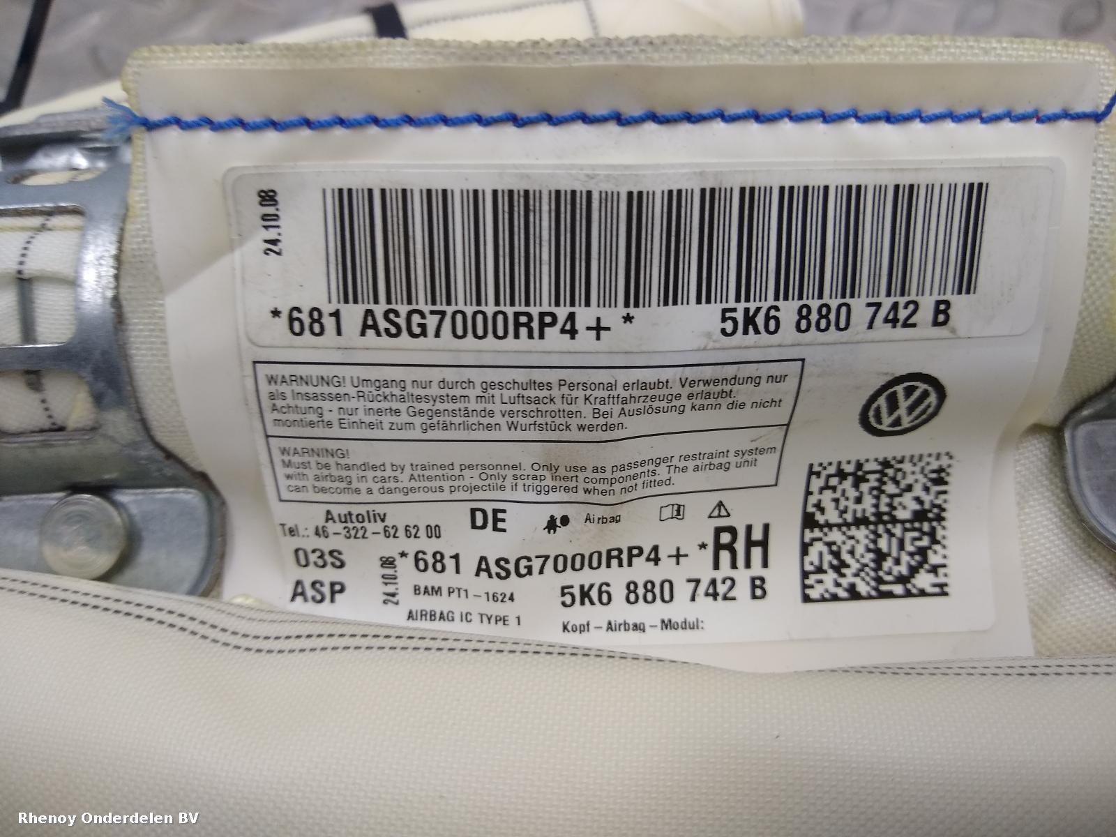 View Auto part AIRBAG RECHTS VOLKSWAGEN GOLF 2010