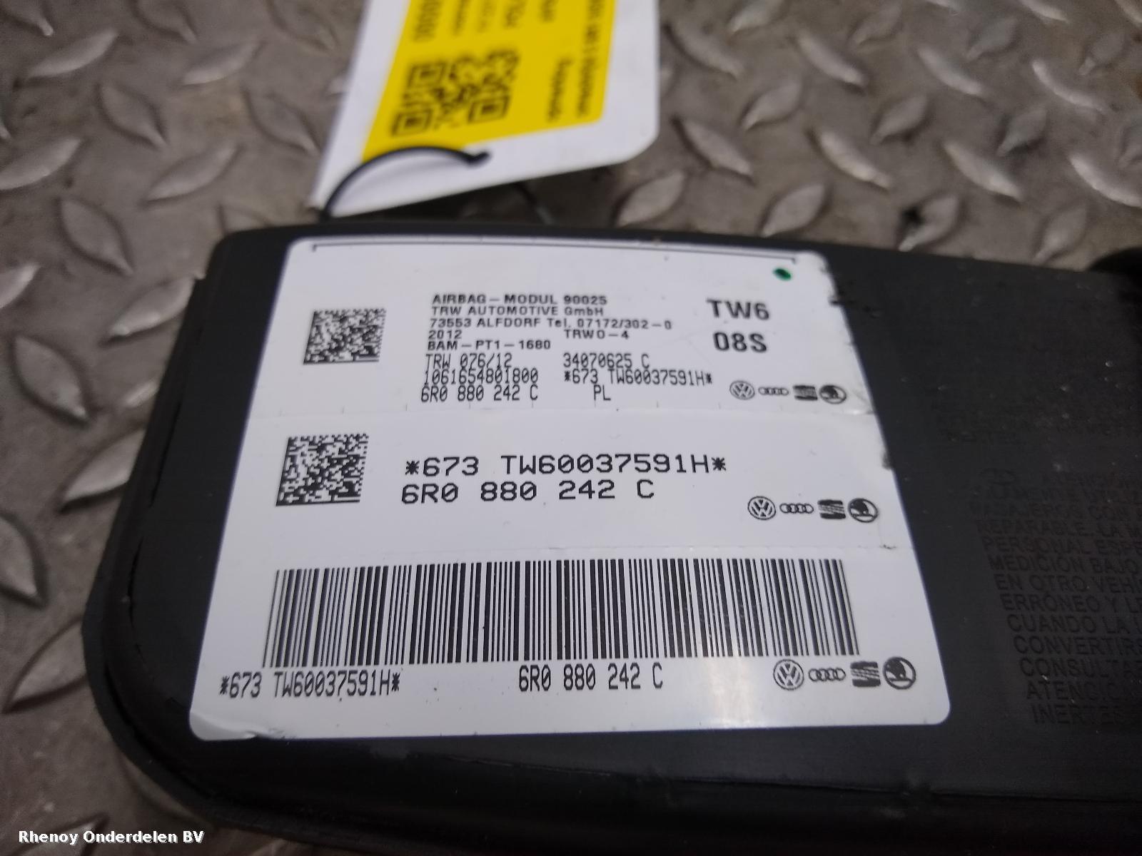 2012 VOLKSWAGEN POLO AIRBAG RECHTS View Auto part AIRBAG RECHTS VOLKSWAGEN POLO 2012