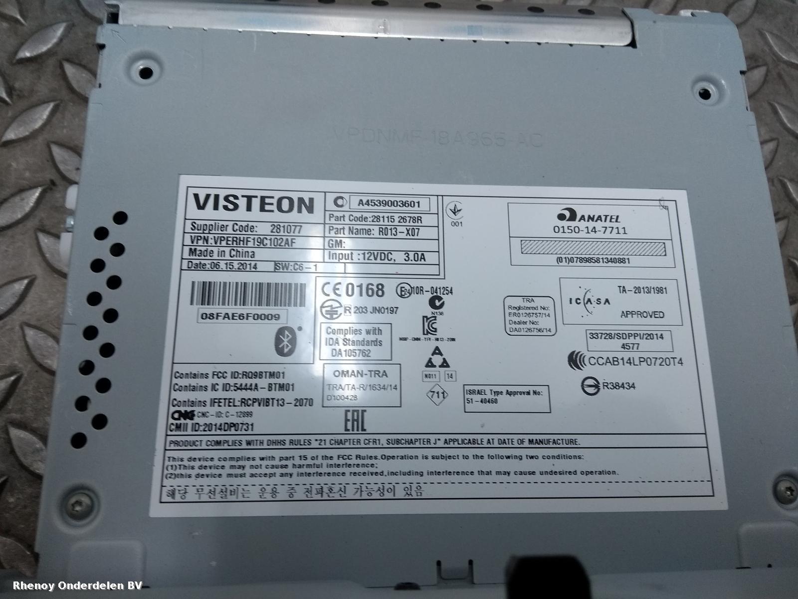 View Auto part RADIO SMART FORFOUR 2014