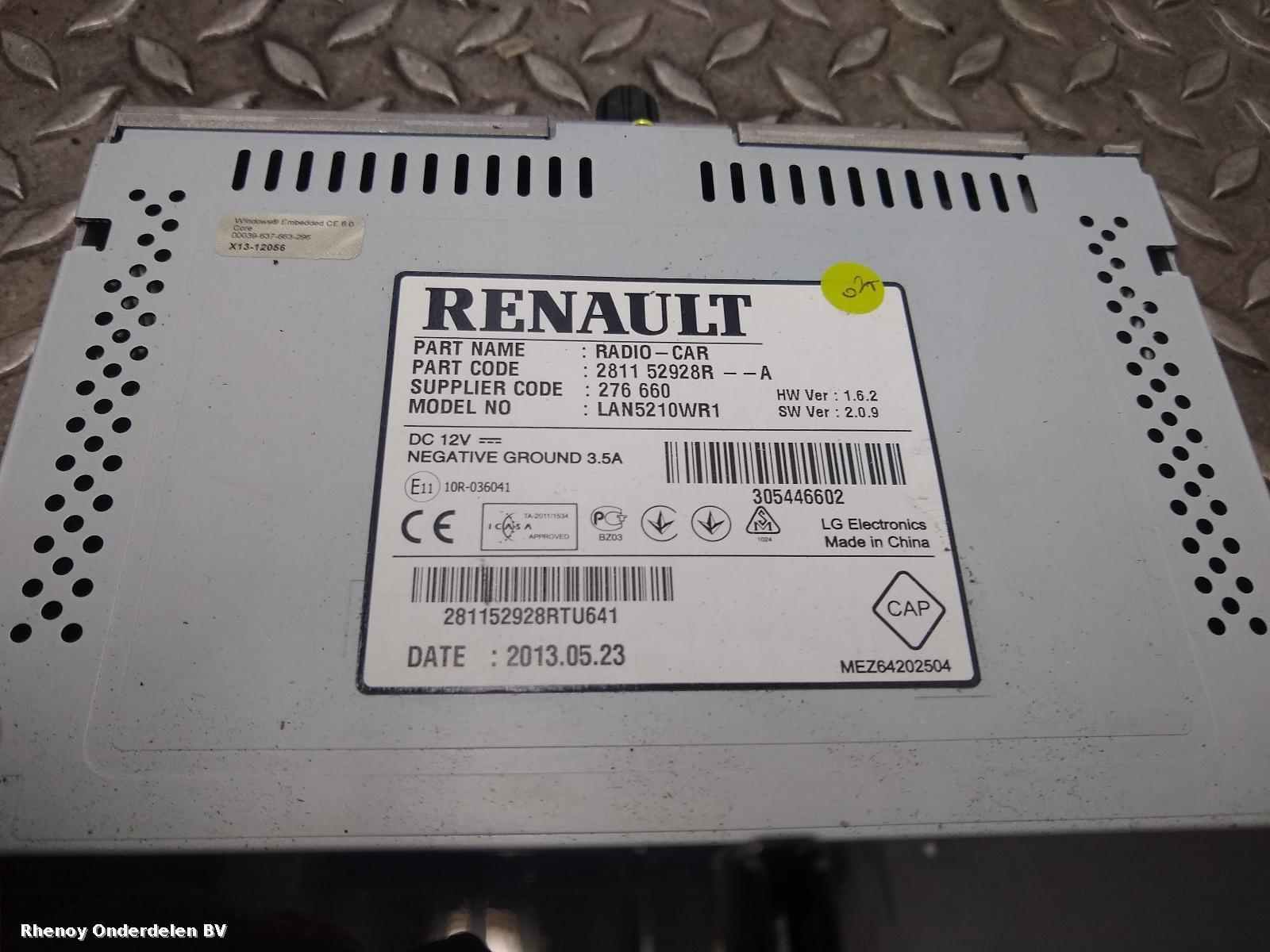 2014 RENAULT CLIO NAVIGATIE View Auto part NAVIGATIE RENAULT CLIO 2014