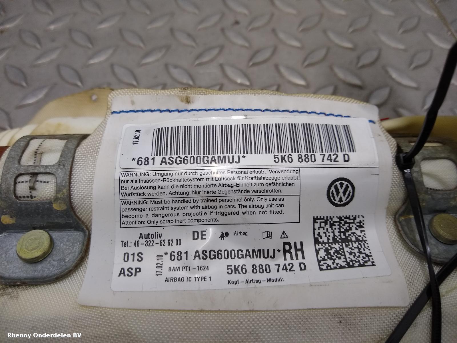 View Auto part AIRBAG RECHTS VOLKSWAGEN GOLF 2010