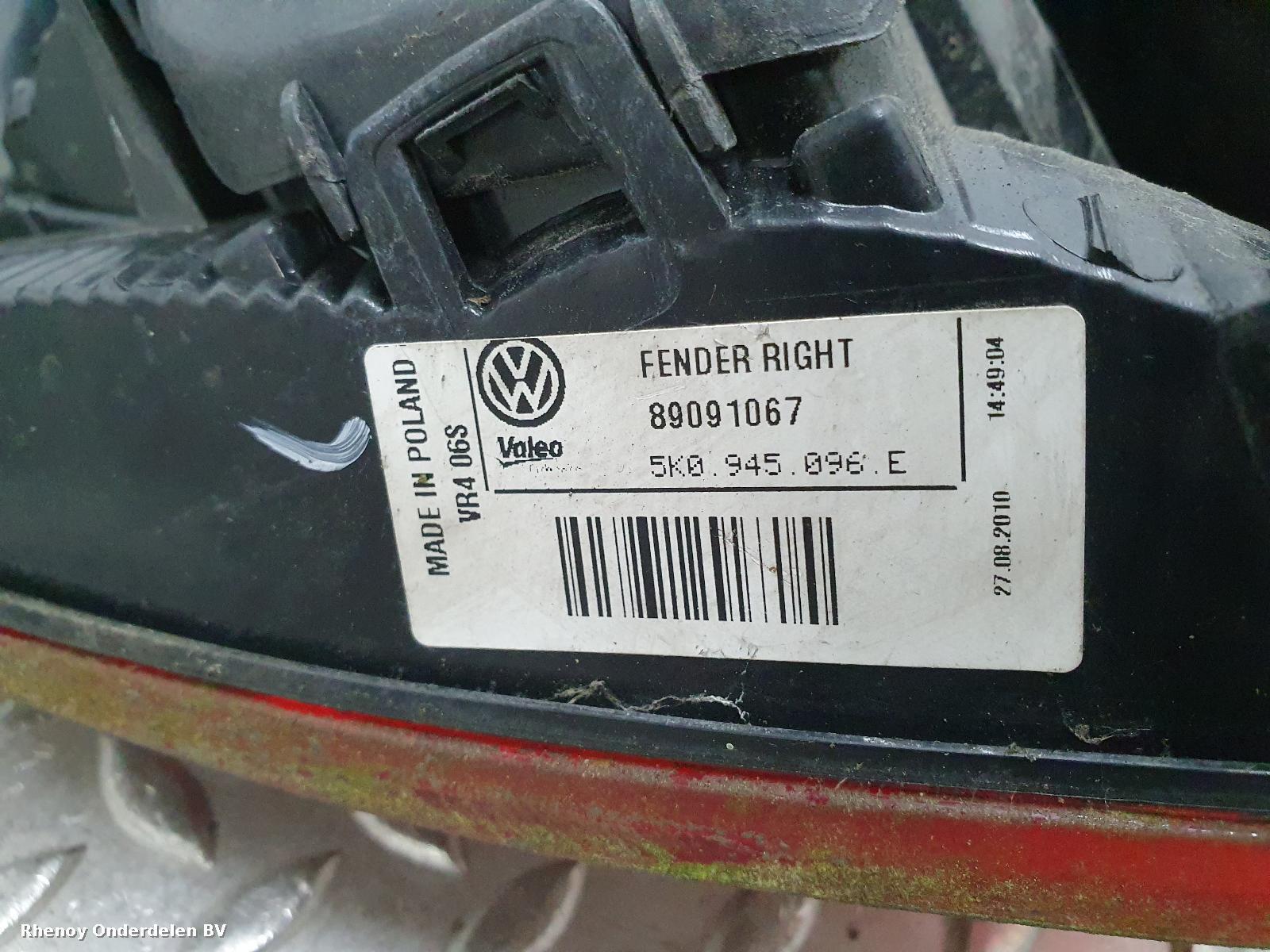 2010 VOLKSWAGEN GOLF ACHTERLICHT R View Auto part ACHTERLICHT R VOLKSWAGEN GOLF 2010
