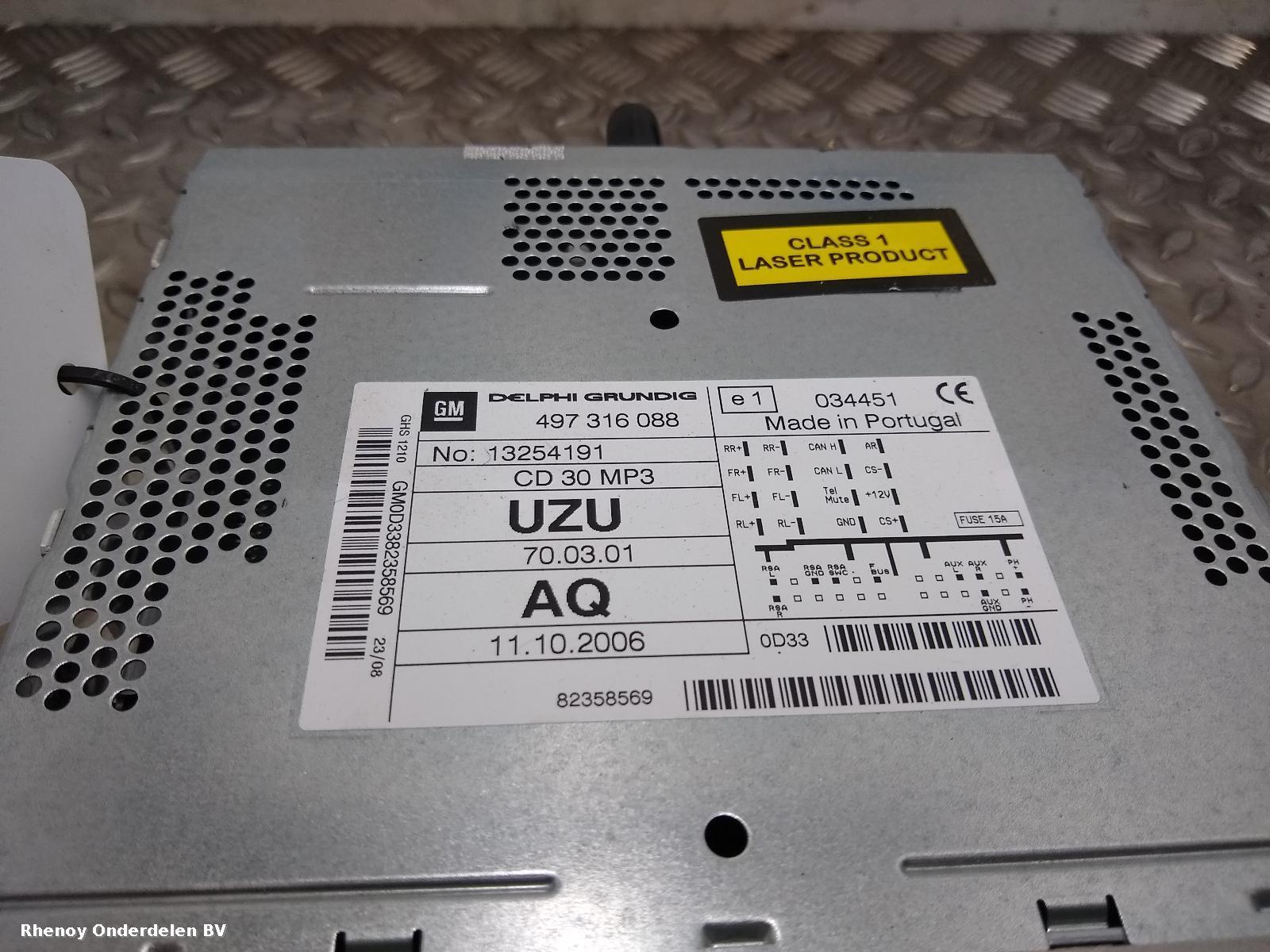 2008 OPEL / VAUXHALL CORSA RADIO View Auto part RADIO OPEL / VAUXHALL CORSA 2008