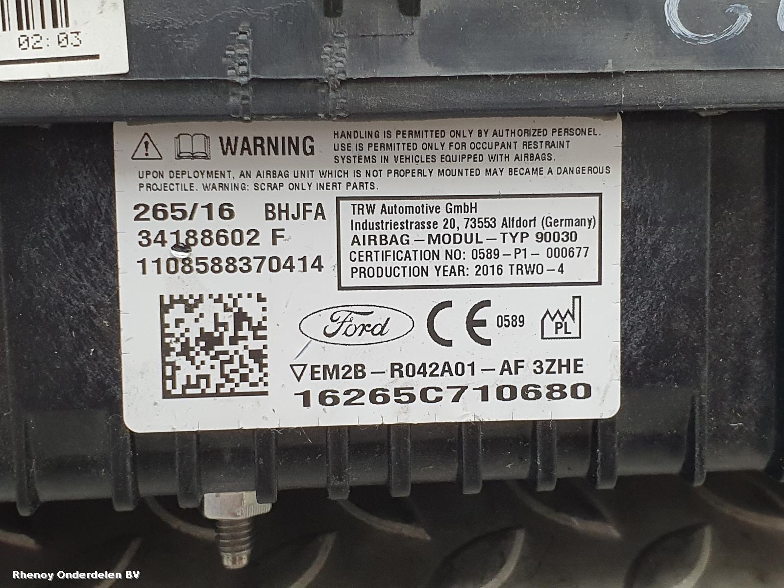 2016 FORD GALAXY AIRBAG SET View Auto part AIRBAG SET FORD GALAXY 2016