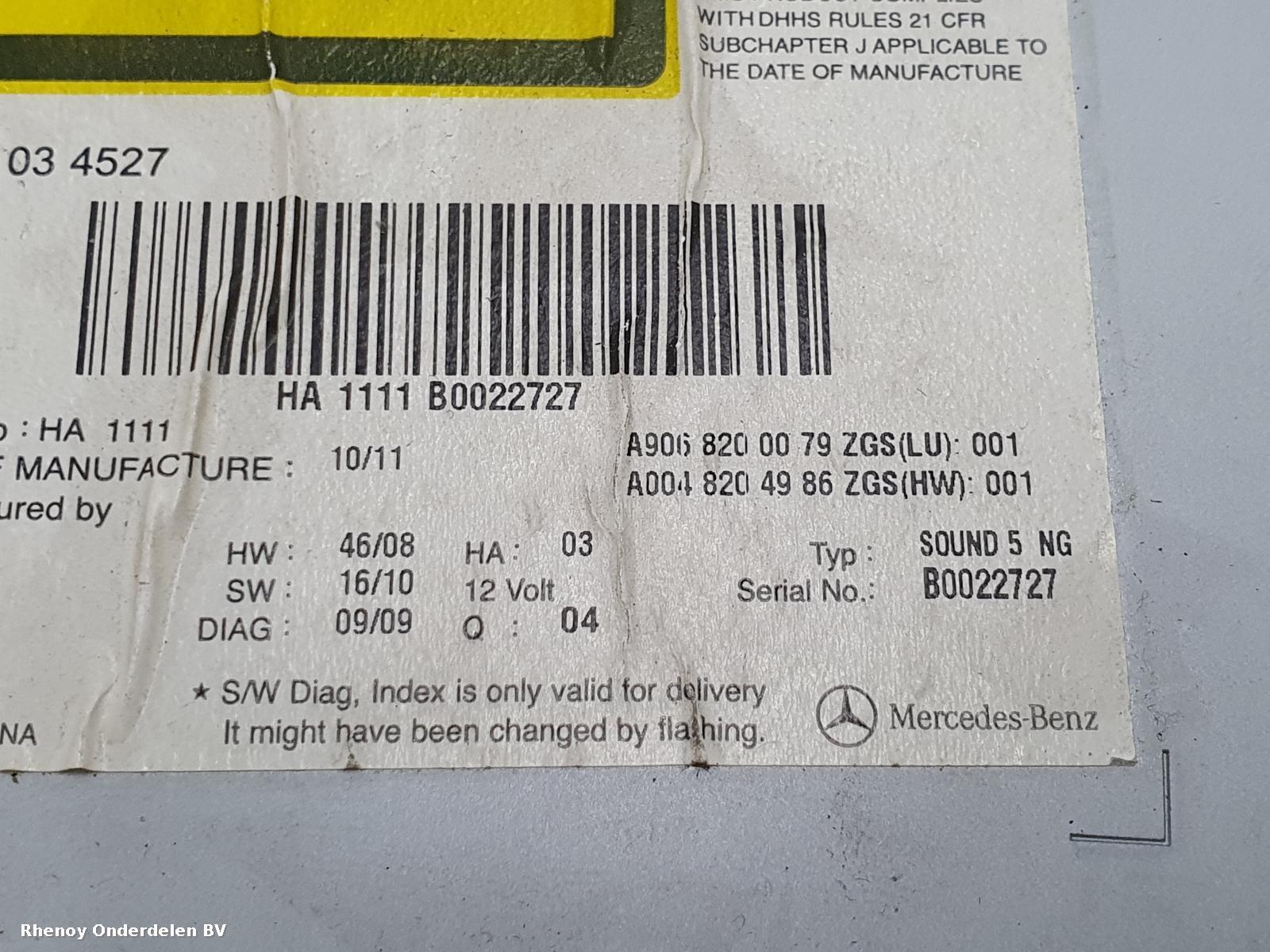 View Auto part RADIO MERCEDES SPRINTER 2011