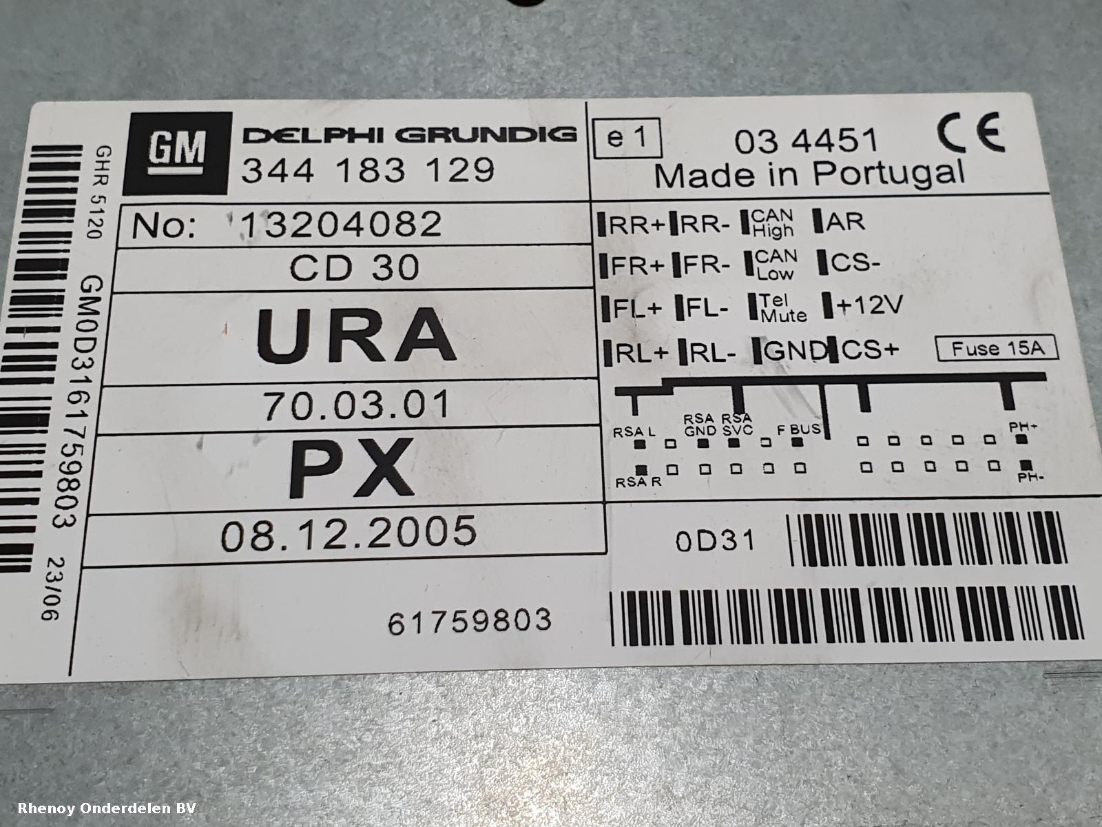 2006 OPEL / VAUXHALL ASTRA RADIO View Auto part RADIO OPEL / VAUXHALL ASTRA 2006