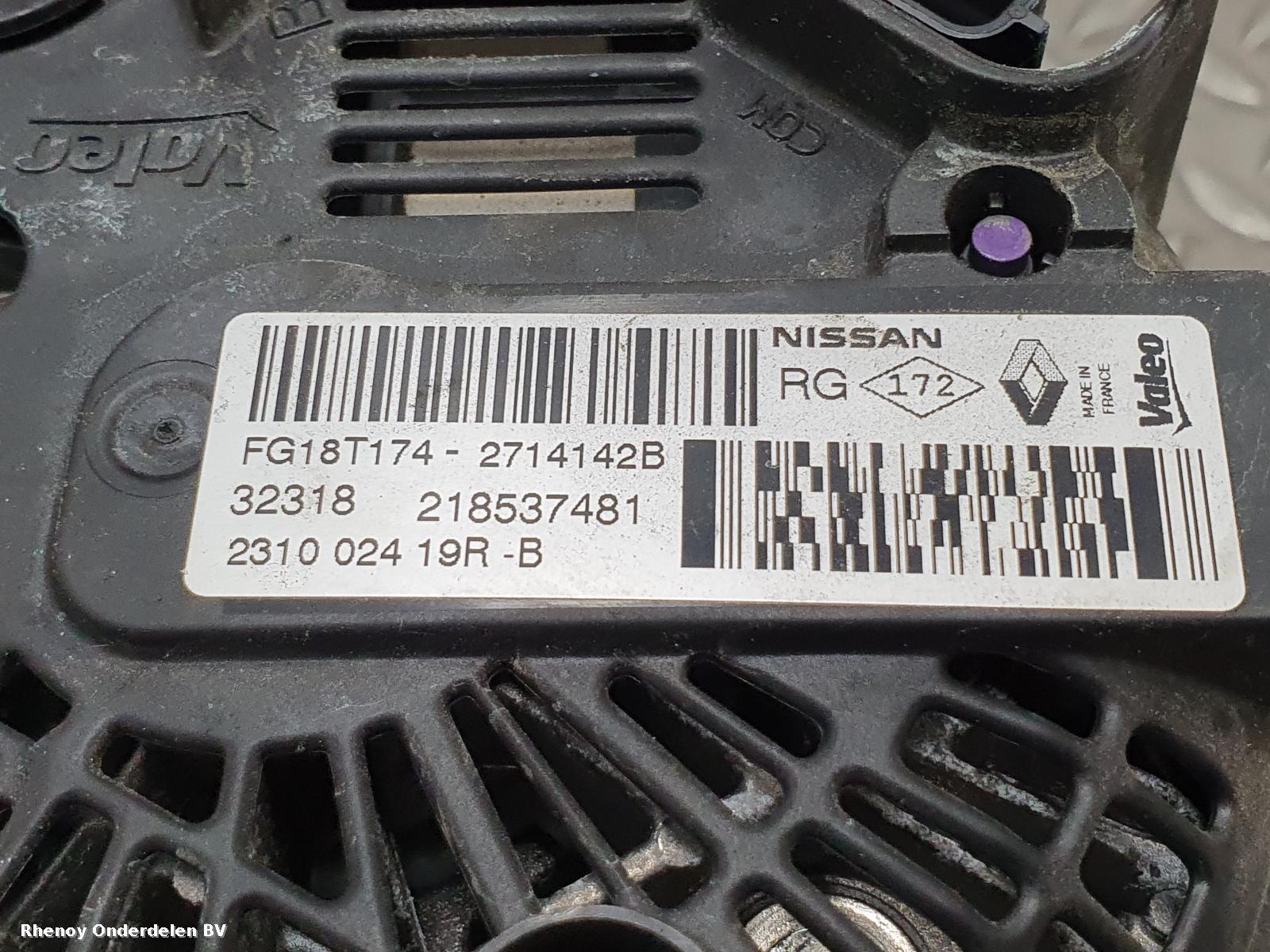 2019 NISSAN QASHQAI DYNAMO View Auto part DYNAMO NISSAN QASHQAI 2019