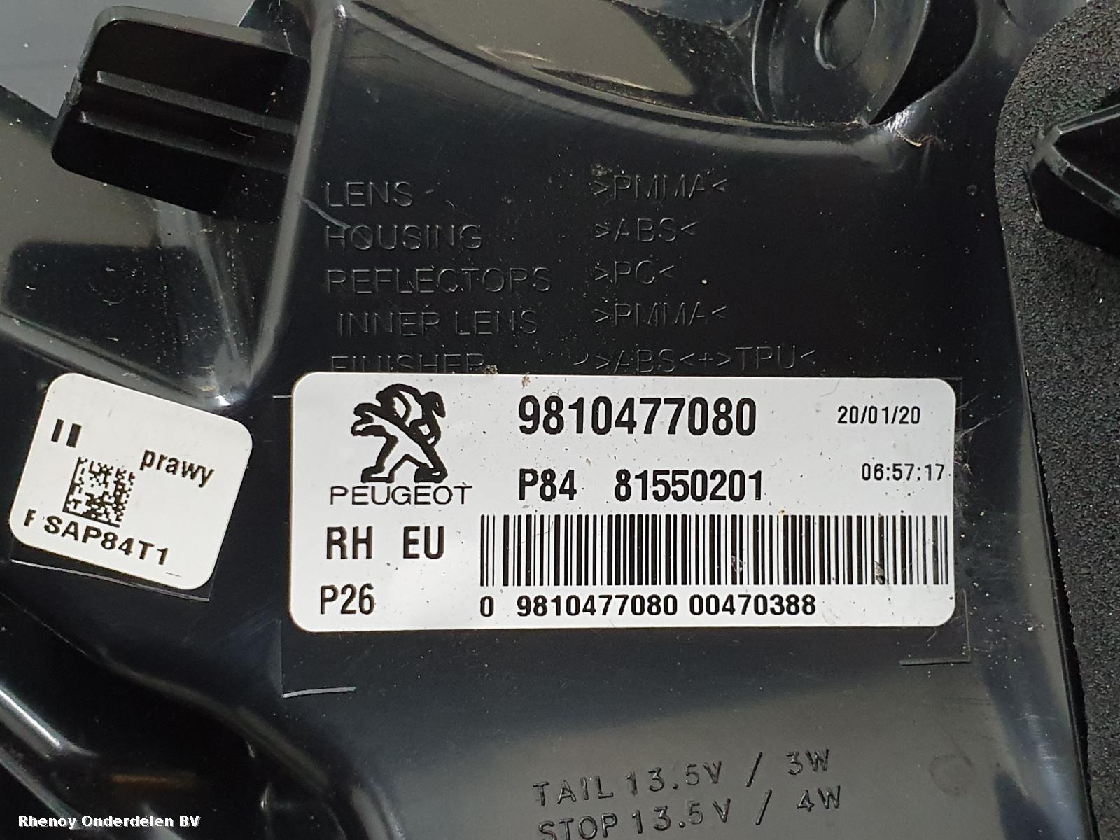 View Auto part ACHTERLICHT R PEUGEOT 3008 2020
