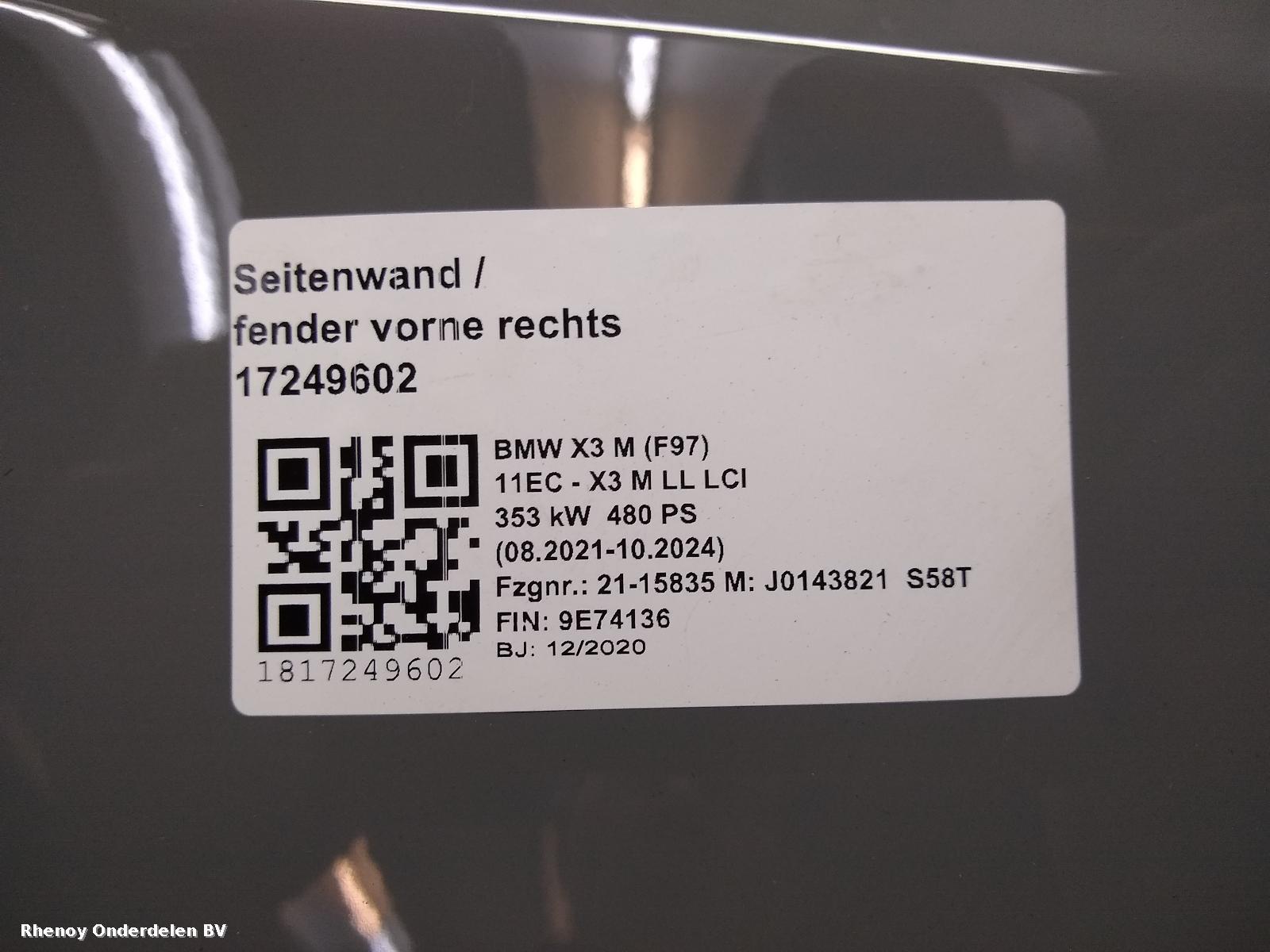 View Auto part VOORSCHERM R BMW X3 2021