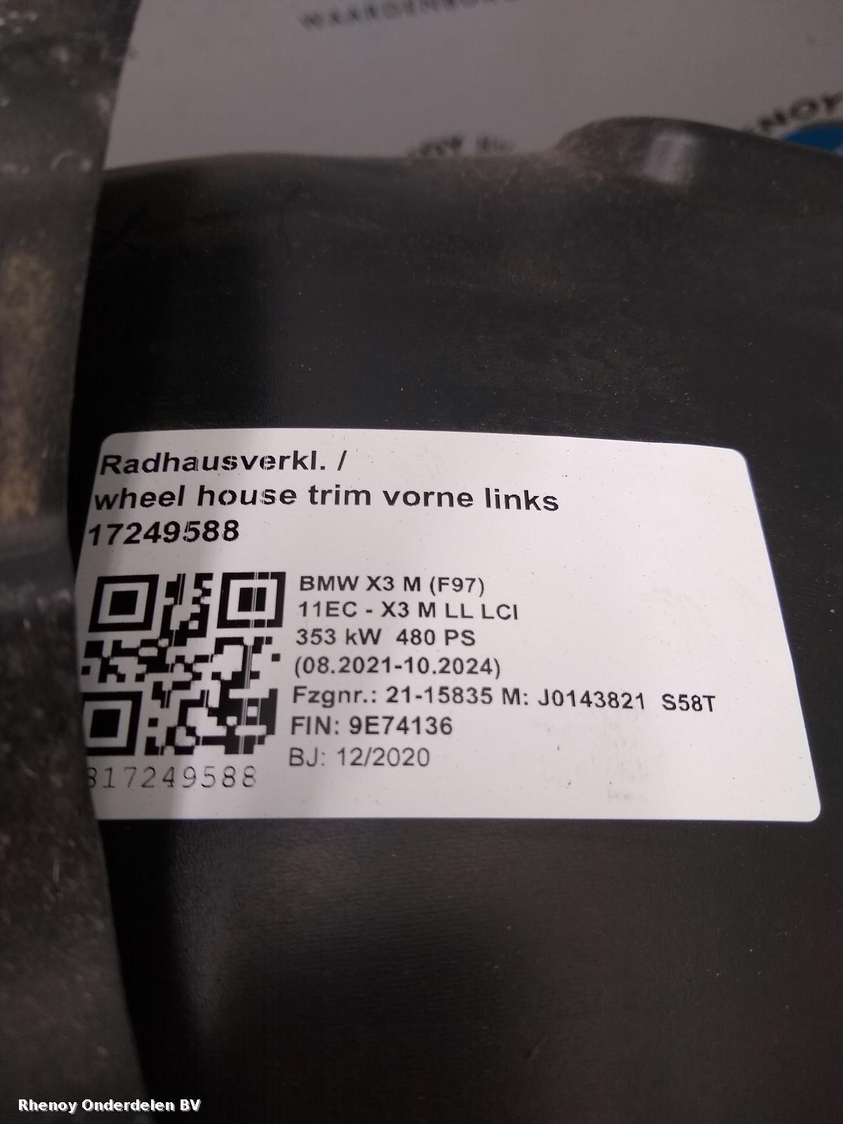 View Auto part BINNENSCHERM / MODDERKUIP BMW X3 2021