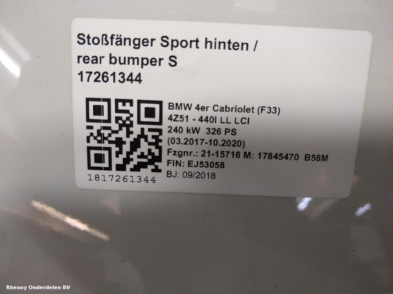 View Auto part BUMPER ACHTER BMW 4 SERIES 2018