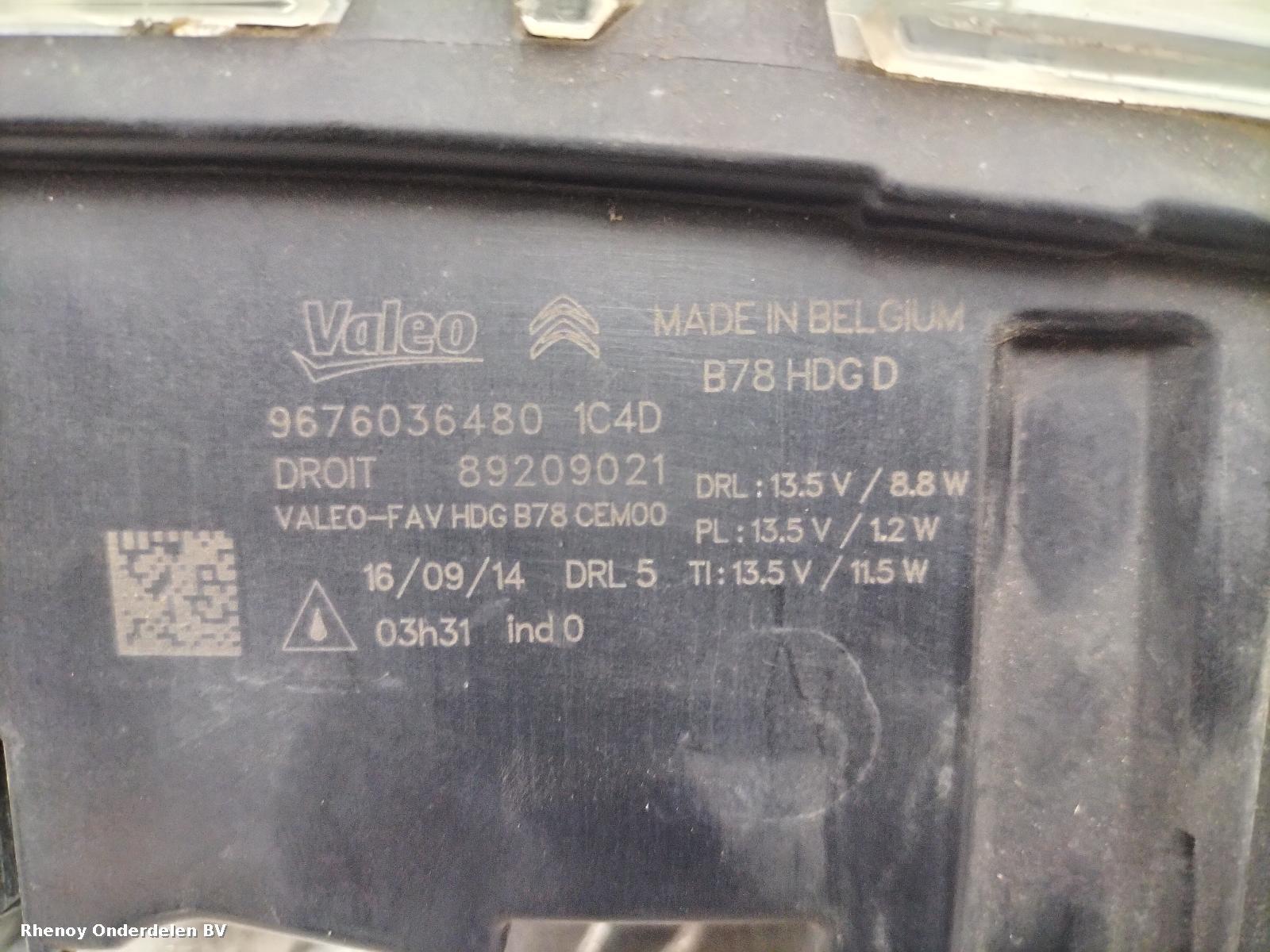 View Auto part R Sidelight/Daytime Running Light (DRL) CITROEN C4 PICASSO 2014