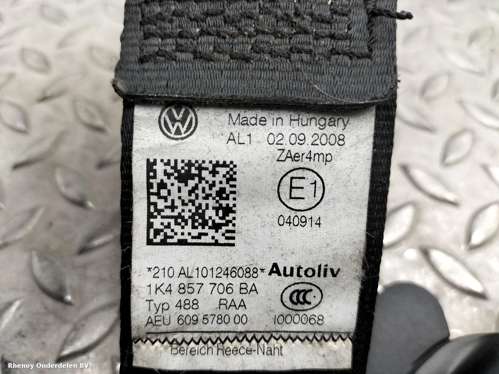 View Auto part Seat Belt VOLKSWAGEN GOLF 2008