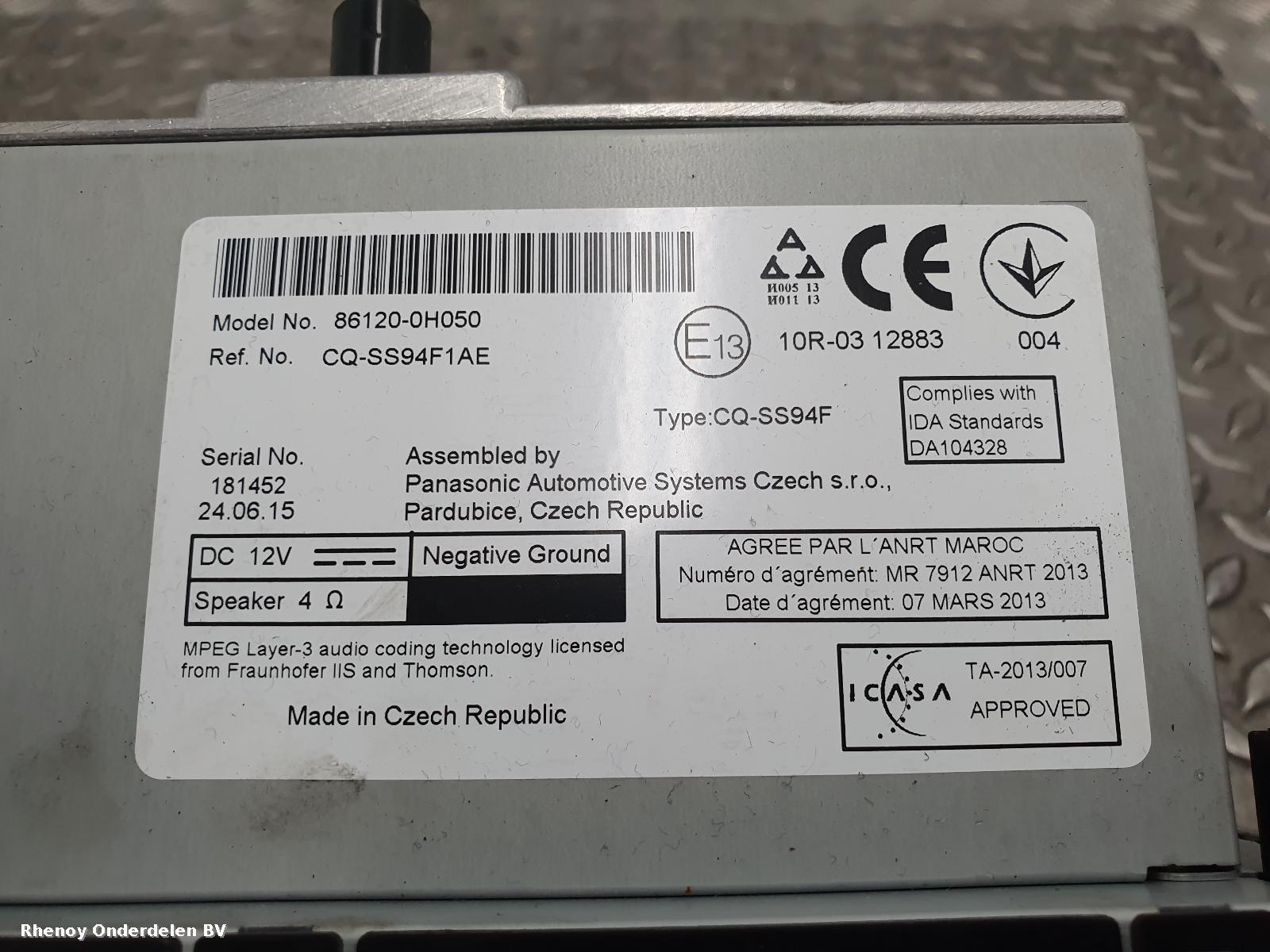 2015 CITROEN C1 RADIO View Auto part RADIO CITROEN C1 2015