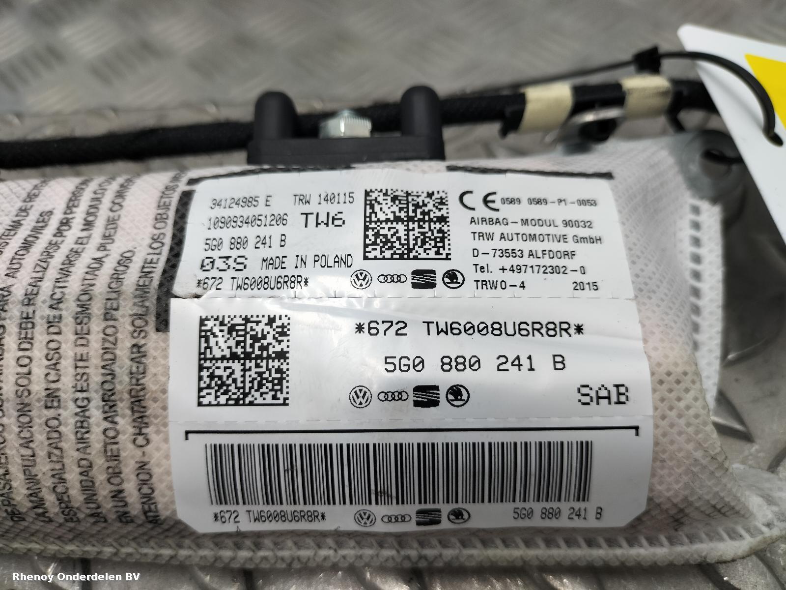 2015 VOLKSWAGEN GOLF AIRBAG LINKS View Auto part AIRBAG LINKS VOLKSWAGEN GOLF 2015