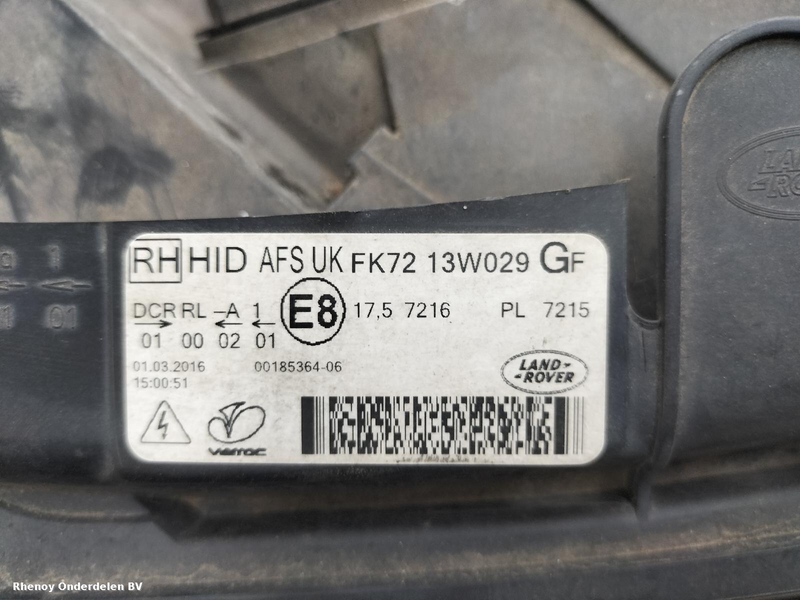 View Auto part R Headlamp LAND ROVER DISCOVERY SPORT 2016
