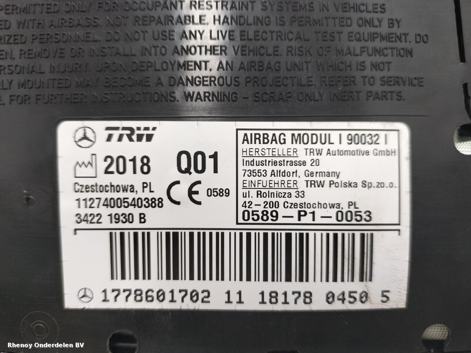 View Auto part L Air Bag MERCEDES A CLASS 2018