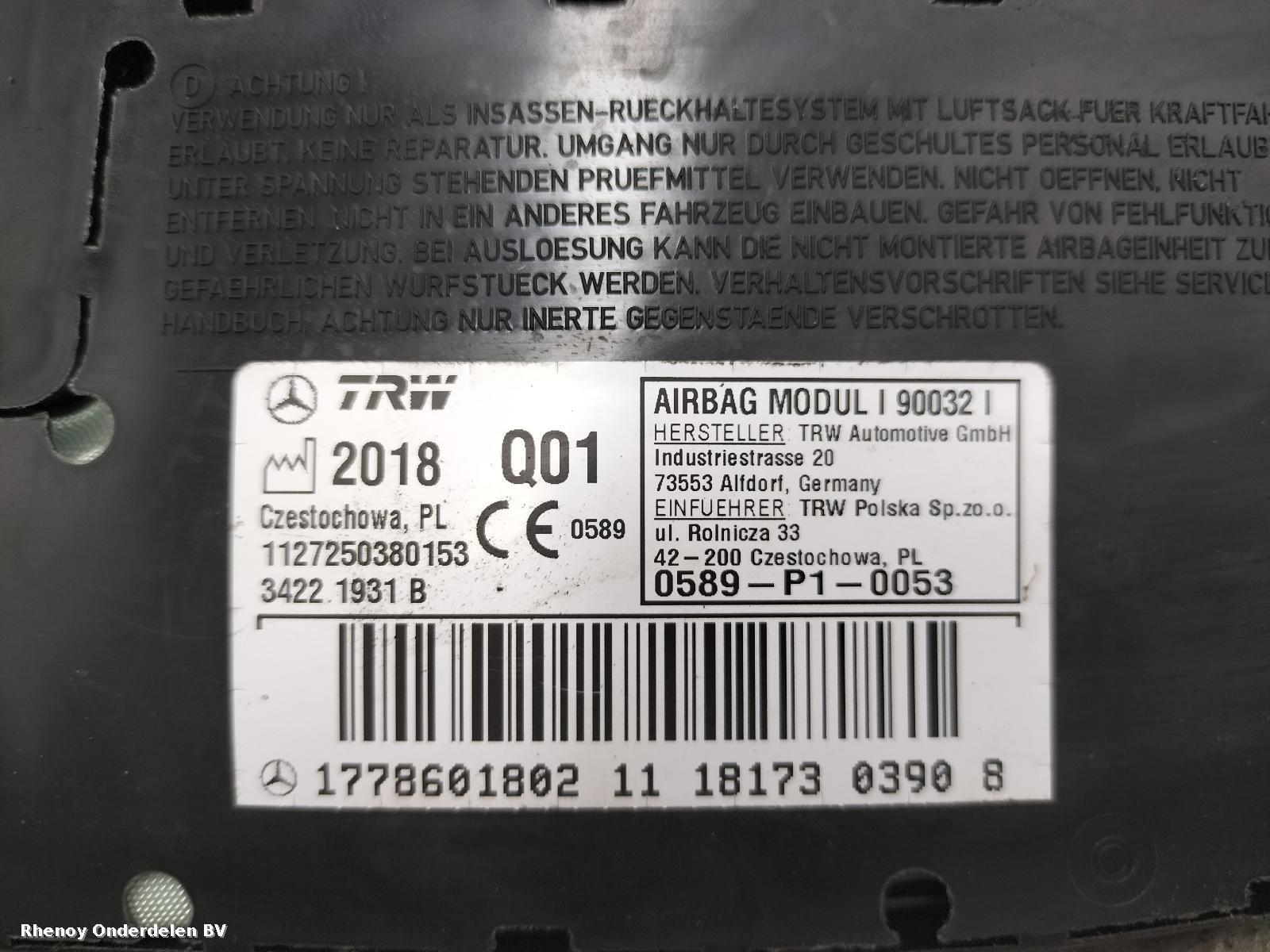 View Auto part AIRBAG RECHTS MERCEDES A CLASS 2018