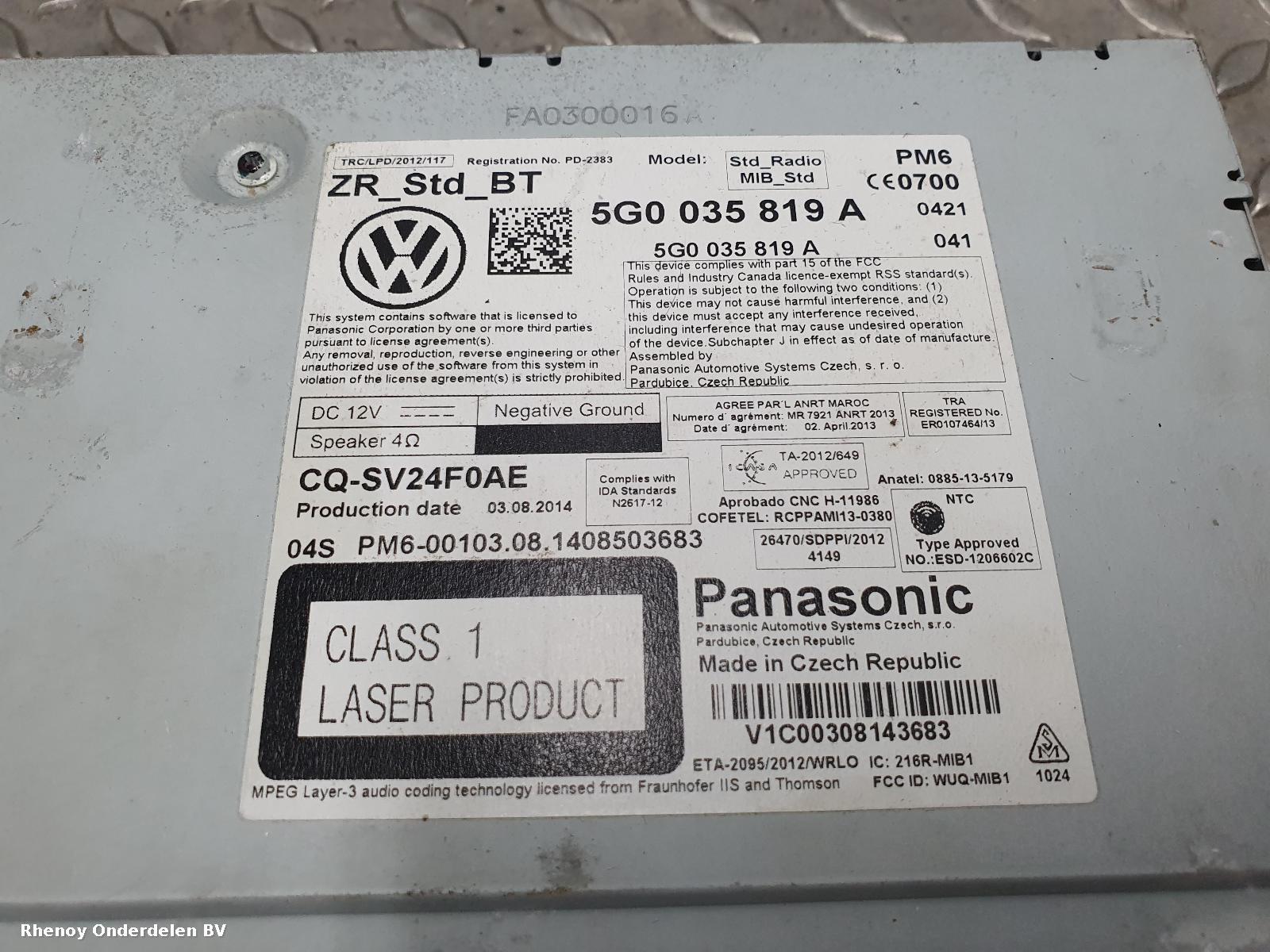 View Auto part RADIO VOLKSWAGEN GOLF 2015