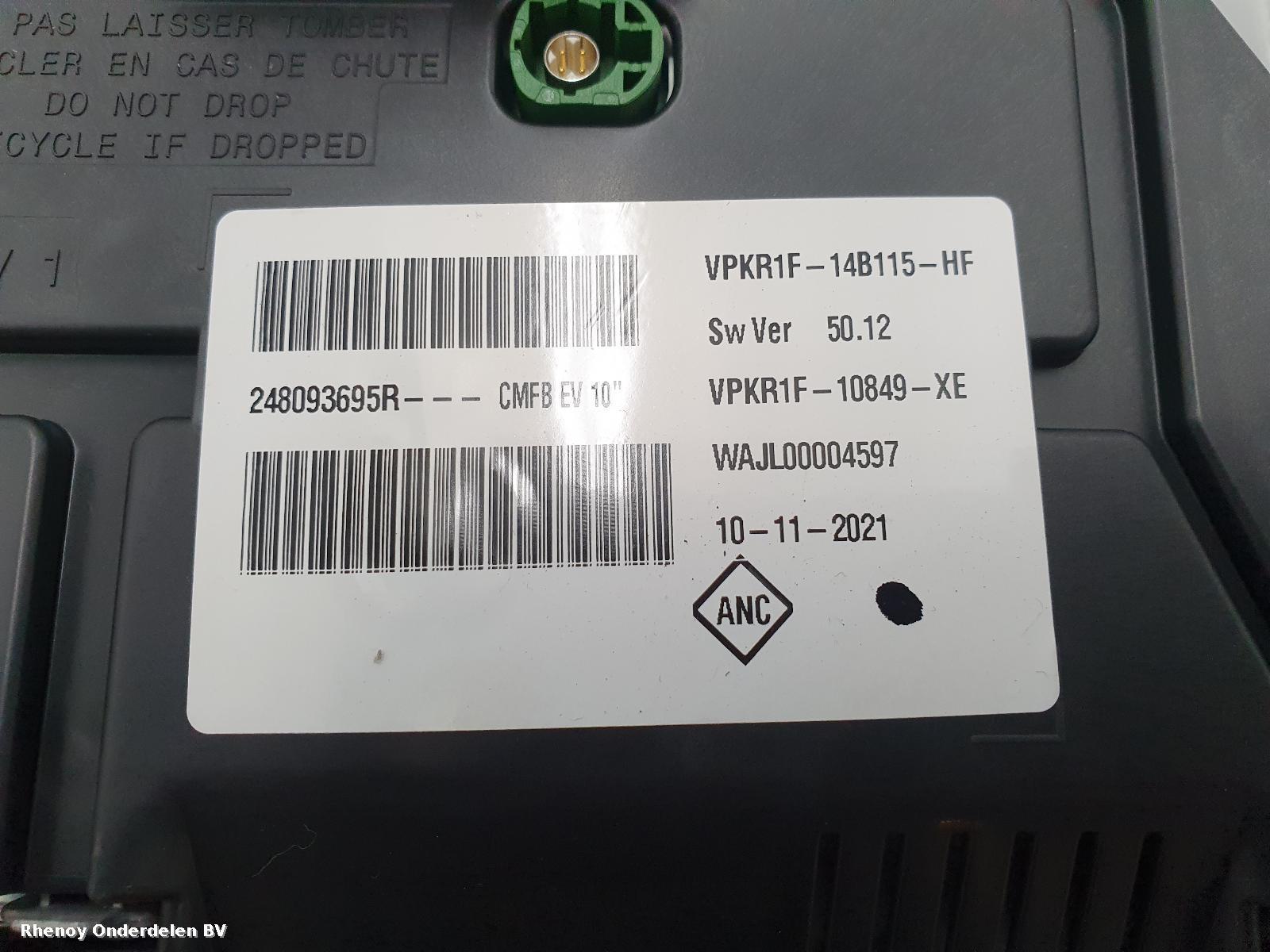 2021 RENAULT ZOE KLOKKENPANEEL View Auto part KLOKKENPANEEL RENAULT ZOE 2021