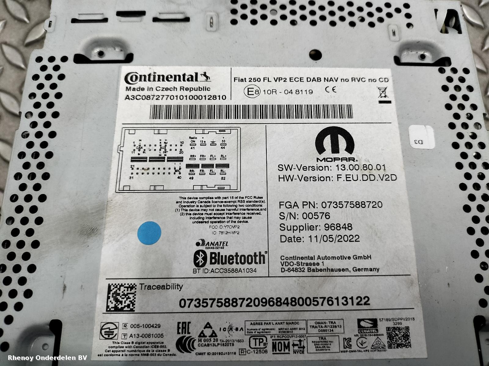 View Auto part SAT_NAV_UNIT CITROEN RELAY/JUMPER 2022