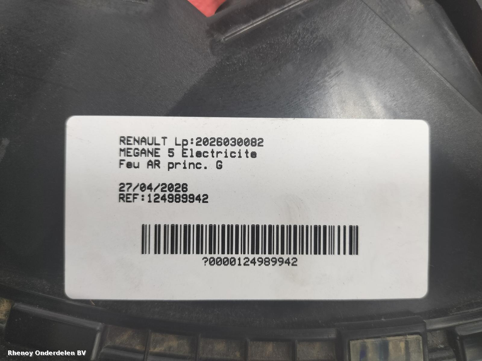 2024 RENAULT MEGANE E-TECH L Taillight View Auto part L Taillight RENAULT MEGANE E-TECH 2024